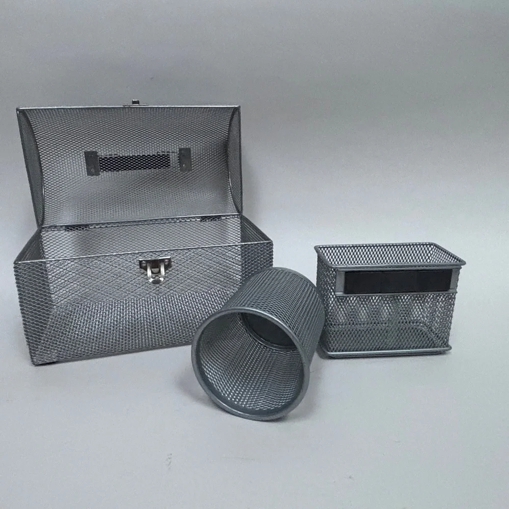 Silver Mesh Desk Storage Containers - Picture 9 of 11